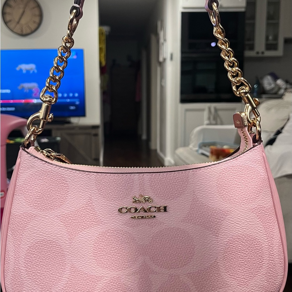 Coach Powder Pink Teri Shoulder Bag with Chain Strap